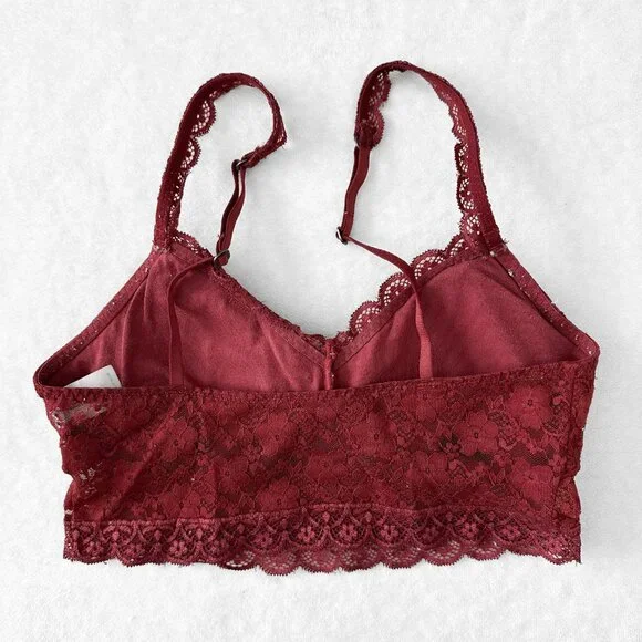 Hollister Lace Padded Bralette - Dark Red - Size S - Picture 2 of 4